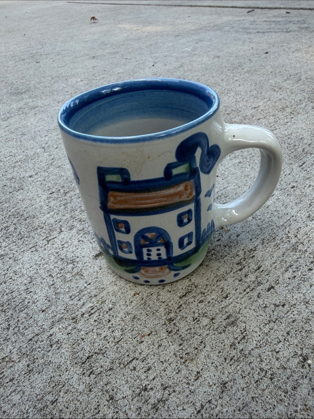Hand-Painted Blue Ceramic House Mug